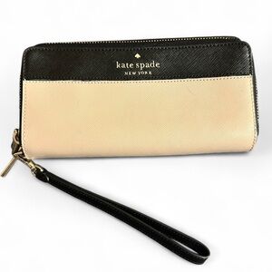 Kate Spade Colorblock Large Continental Wallet Back Beige New